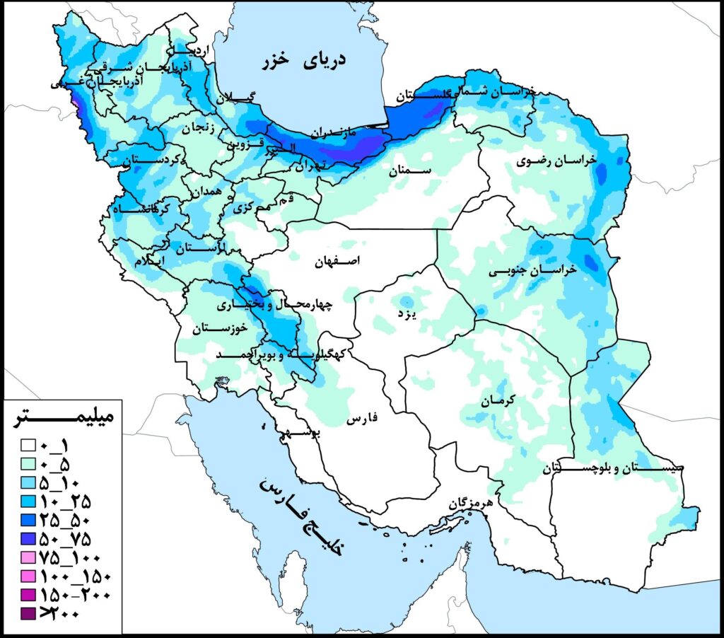 پیش‌بینی بارش‌های ۵۰ تا ۷۵ میلی‌متری در شمال، غرب و شرق کشور