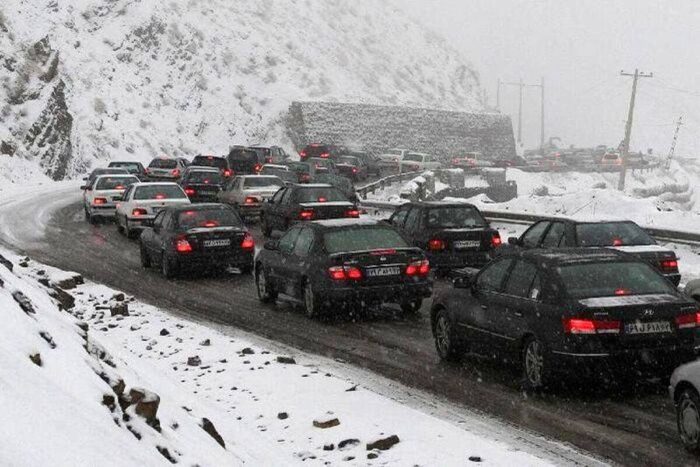 بارش برف‌وباران در ۱۵ استان/ترافیک نیمه‌سنگین درمحورهای منتهی به‌تهران